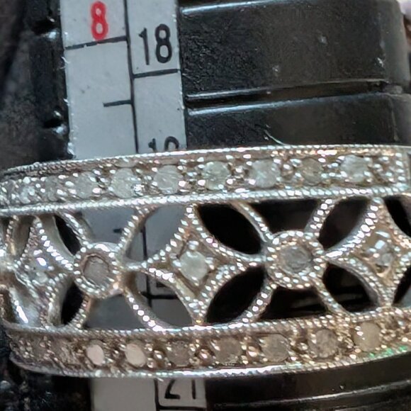 Star Ring P4SR Silver/Platinum/Palladium Wedding Band Diamonds size 9 - Picture 4 of 6